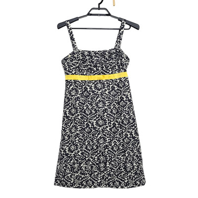 LILLY PULITZER Size 6 Black White Floral Gold Ribbon Silk Blend Dress Mane Event