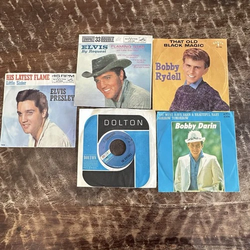 Vintage Record Set 5 Vinyl Elvis Presley Ventures Bobby Darin Rydell 45