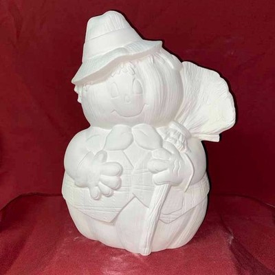 Mr Pumpkin Scarecrow 12'' T Large Halloween Fall Ceramic Bisque Ready To Paint