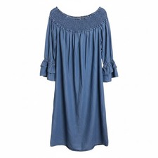 love by chelsey Off Shoulder Bell Sleeve Denim Mini Dress Size 3XL