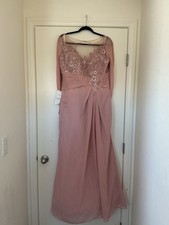Dusty Pink Floral Embroidery Formal Dress Sequins Chiffon Mother Bride XL