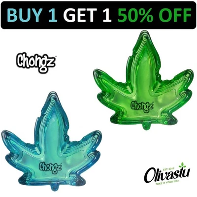 Chongz Leaf Shaped Glass Ashtray Medium Ash Tray Home Garden Pub Novelty