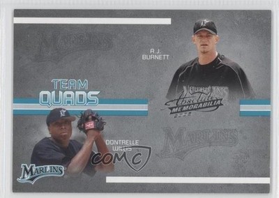 2005 Playoff Absolute Memorabilia Team Quads AJ Burnett Dontrelle Willis 1s7