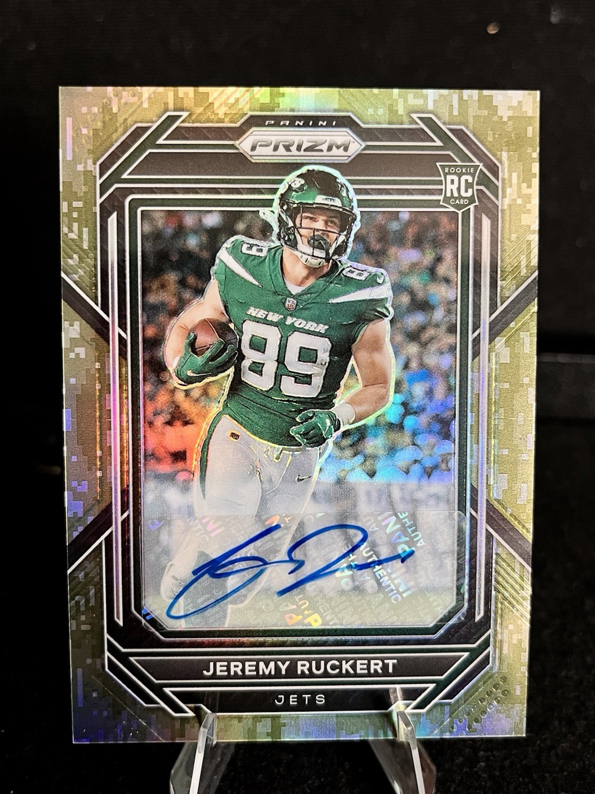 2022 Panini Prizm Football Jeremy Ruckert NYJ Rookie Auto Gold Refractor #07/25 