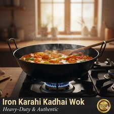 Iron Karahi Kadai Kadhai Iron Wok Balti Dish With Handles Heavy Duty
