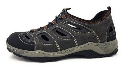Rieker  Herrenschuhe Slipper Sandalette Grau Freizeit