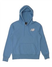 NEW BALANCE Womens Oversized Hoodie Jumper UK 10 Small Blue Cotton BI07