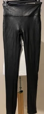SPANX Womens Faux Black Leather Coated Leggings - Sz Small