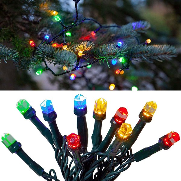 Led Lichterkette Diamond Star Light IP44 Innen & AußEn Bunt Timer 200 Leds 15M-image