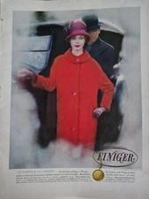 1959 Womens Red Coat Fashion is 24K Cashmere Einiger Mills vintage ad 