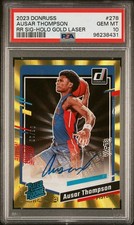 AUSAR THOMPSON 2023-24 Donruss Rated Rookie Auto GOLD LASER #/10 PSA 10 GM MT