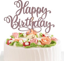 Happy Birthday Cake Toppers 9 Inch Glitter Happy Birthday Cake Pick for Birthday