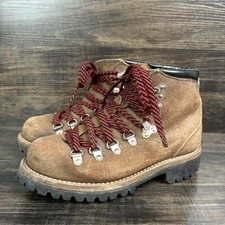 Vintage Men Size 6.5M / 8W Brown Suede Mountaineering Hiking Boots Vibram Sole