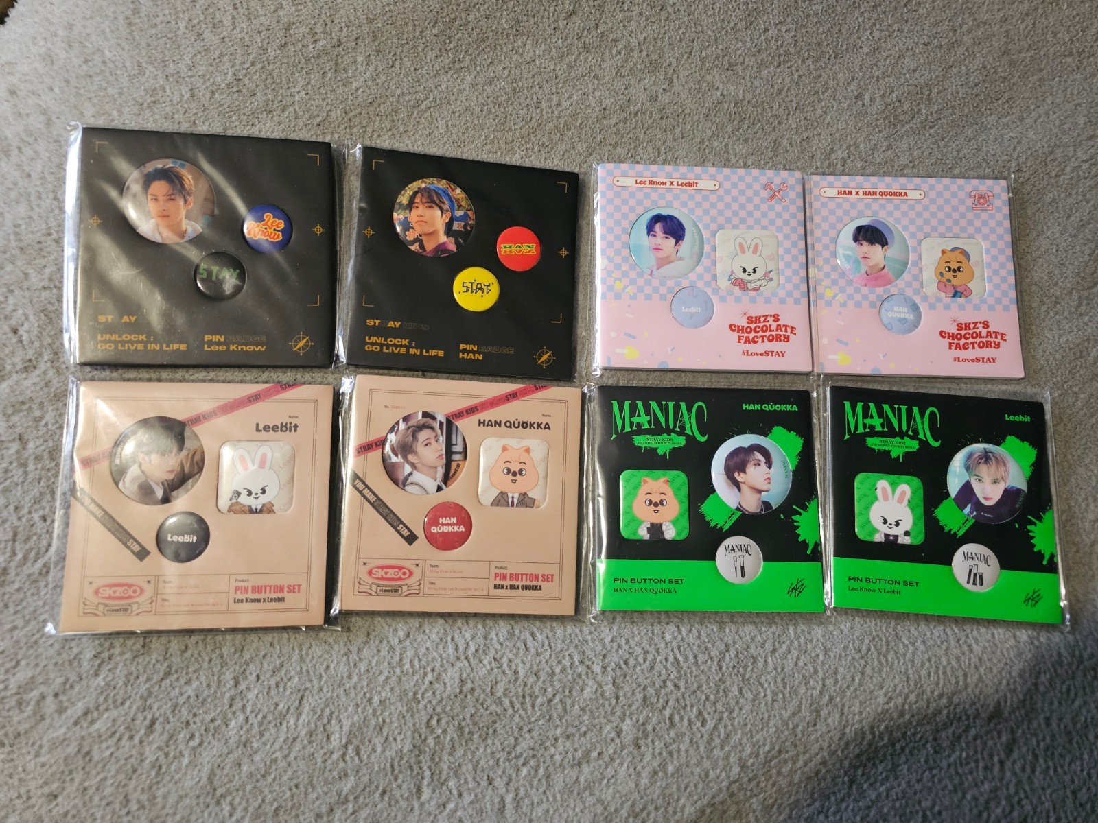Stray Kids Lee Know Han Jisung Pin Button Set Chocolate Factory Detective Maniac