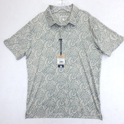 Chubbies The Screen Saver Performance Polo Shirt Green Abstract Mens Large NWT