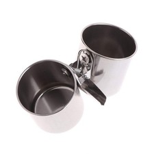 Bird Parrot Feeding Double Cups Stainless Steel Food Water Bowls with Clip Bi...