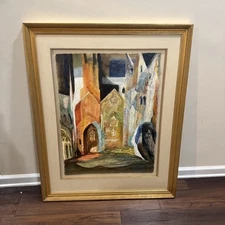 HILDA PAYNE FRAMED SUGNED WATERCOLOR  35x43” ABSTRACT PAINTING
