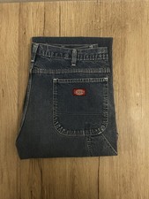 Dickies Men’s Workmen Cargo Trousers Blue With Pink Paint Accents W38 L32