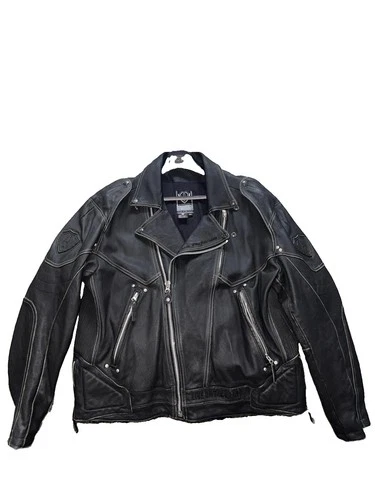 Arlen Ness Vintage Motorcycle 100% Genuine Leather Black Jacket Size XXL - product listing photo