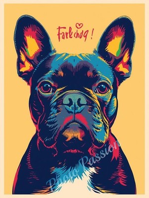 A4 Foto Französische Bulldogge Illustration Pop Art Farben - Poster (2448)