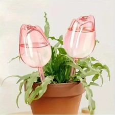 Pink tulip plant watering balls, suitable for indoor and outdoor plants, automat