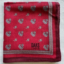 Vintage Handkerchief Paisley Pattern Dark Red Cotton Classic Pocket Square 17"