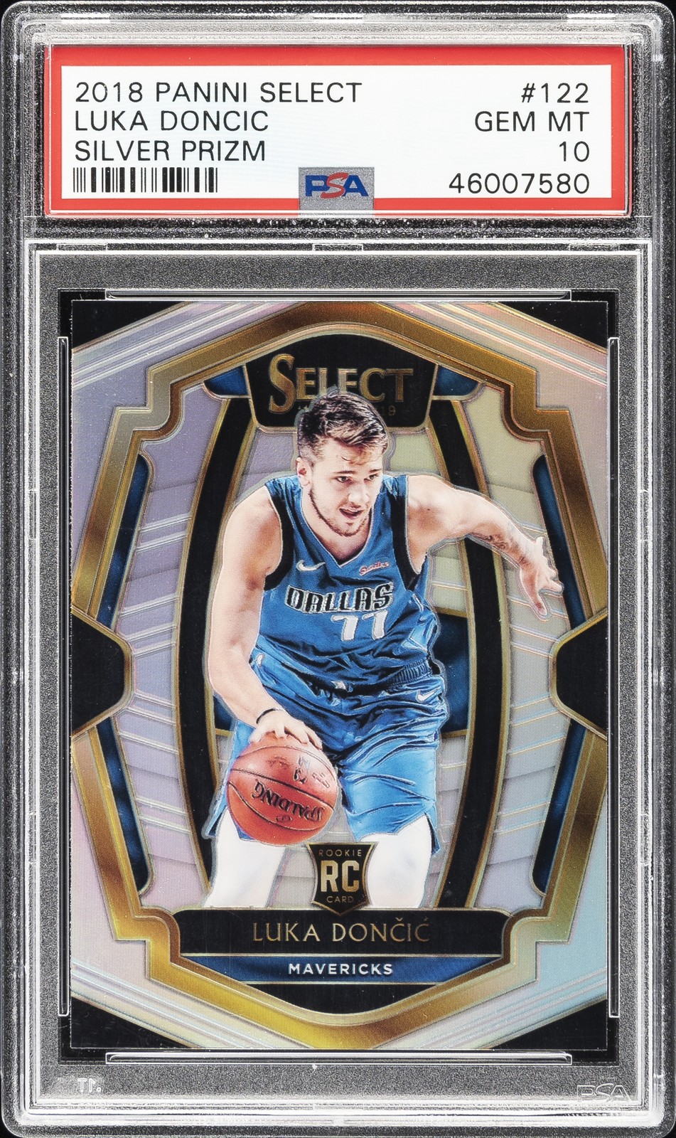 2018 PANINI SELECT SILVER PRIZM #122 LUKA DONCIC ROOKIE RC PSA 10