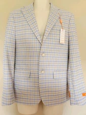 NWT  Tallia Mens Slim-Fit Check Sport Coat Blue/White 44R Retail $295