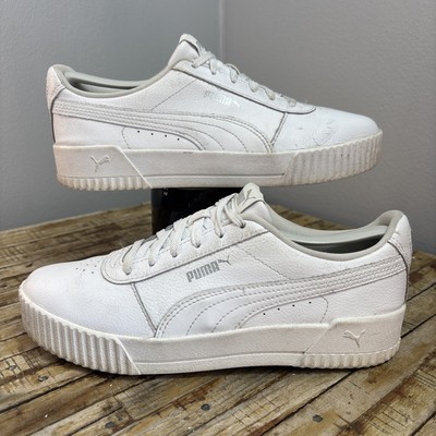 Size 9 - PUMA Carina Leather White Silver W