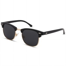 Pro Acme Classic Semi Rimless Polarized Sunglasses with Metal Rivets Black/Go...