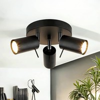 Deckenstrahler Deckenlampe Schwarz Metall 3-Flammig Ø 20 Cm Rund GU10 Innen