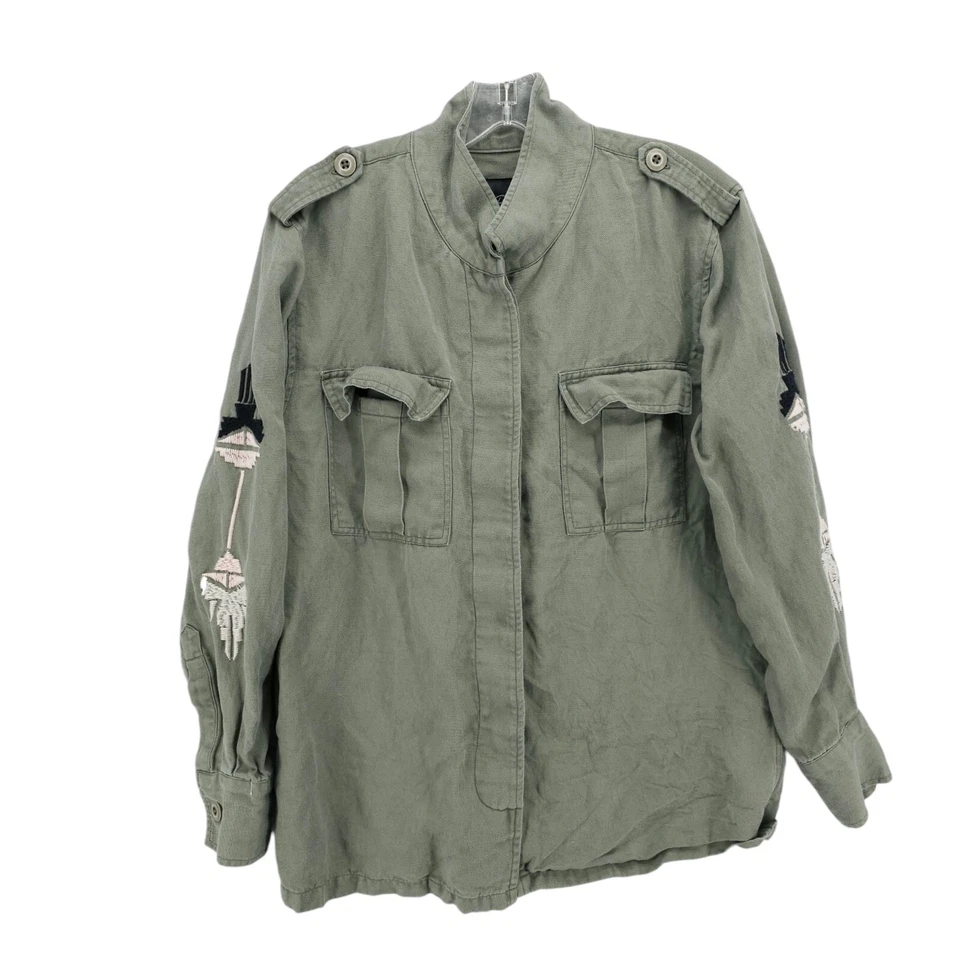 Jaqueta RAILS Elliot Sage verde bordada botão frontal camisa cabide PEQUENA - Imagem 3 de 4