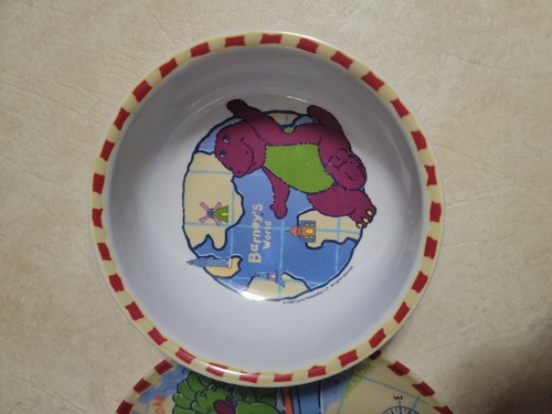 Barney & Baby Bop Barney's World Plate Bowl Set Zak Designs 1999 Vintage - Picture 3 of 8