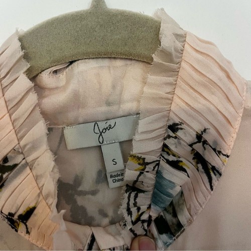 JOIE 100% Silk Floral Blouse Sheer Ruffle Collar Size Small Spring Dainty Pink - Picture 7 of 10