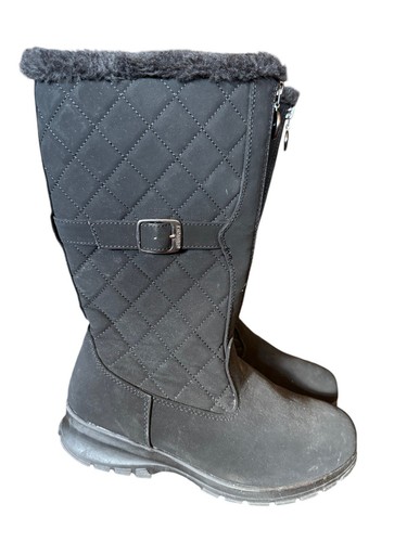 Womens 7M Khombu Black Faux Fur Lining Zip Front Winter Boots Iris - Picture 3 of 10
