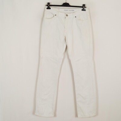 TOMMY HILFIGER MERCER Men Jeans Size W34 L34 Regular Fit White Zip Fly  Straight