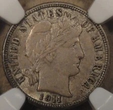 1911-D Barber Dime 10c NGC Certified AU58