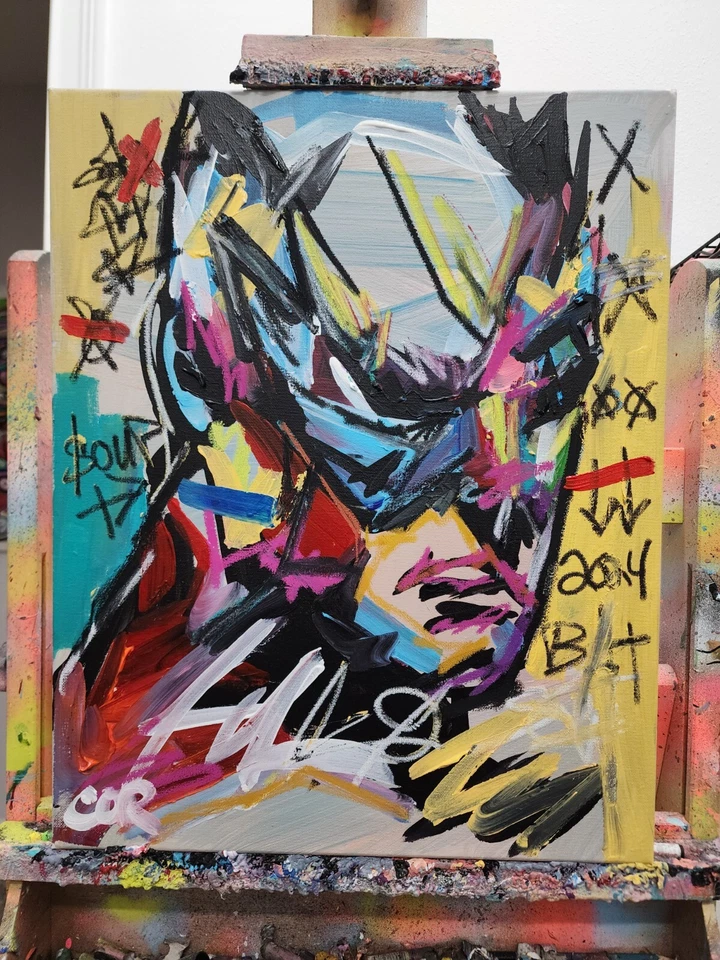 CORBÉLICO ABSTRACTO BATMAN HERO 14X11 CASA GALERÍA IMPRESIONISMO DIBUJOS ANIMADOS ARTE POP Foto 2 de 4