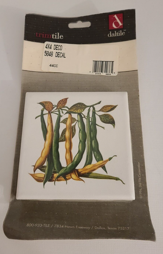 Yellow & Green Bean Ceramic Tile 4 in Vintage 4x4 DECO Daltile trimtile 5048 NEW - Picture 2 of 4