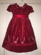 Childrens Place Girls Sz 24m Dress Red Velvet Holiday CHRISTMAS Floral