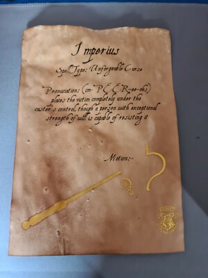 Harry Potter Imperius, Zauberblatt mit Blattgold. Replika / Requisite