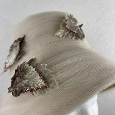 Vintage l 60s Doris Tulle Velvet Glitter Leaves Audrey Hepburn Lampshade Hat Mod Vintage l 60s Doris Tulle Velvet Glitter Leaves Audrey  main image 3