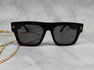 Tom Ford Fausto Shiny Black Smoke 53 mm Men's Sunglasses