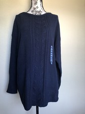 chaps women sweaters Dark Blue Long Sleeves XXL Holiday Knitted Front Desing New