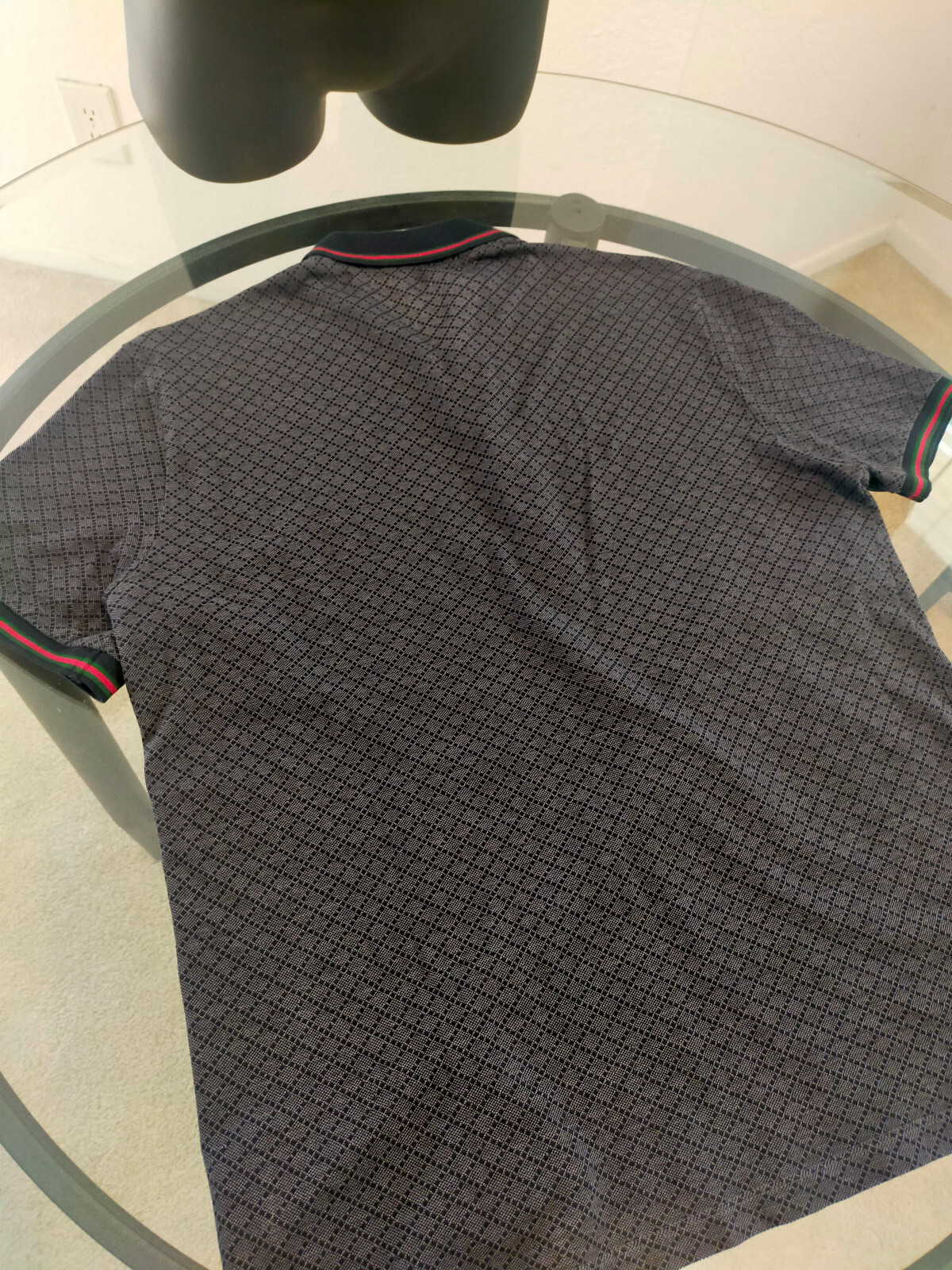 Gucci Diamond Patterned Dark Gray Polo Shirt Size… - image 11