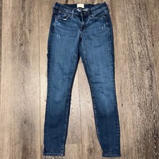 Universal Thread Mid Rise Skinny Jeans Women's Size 00/24R Distressed Denim Pant
