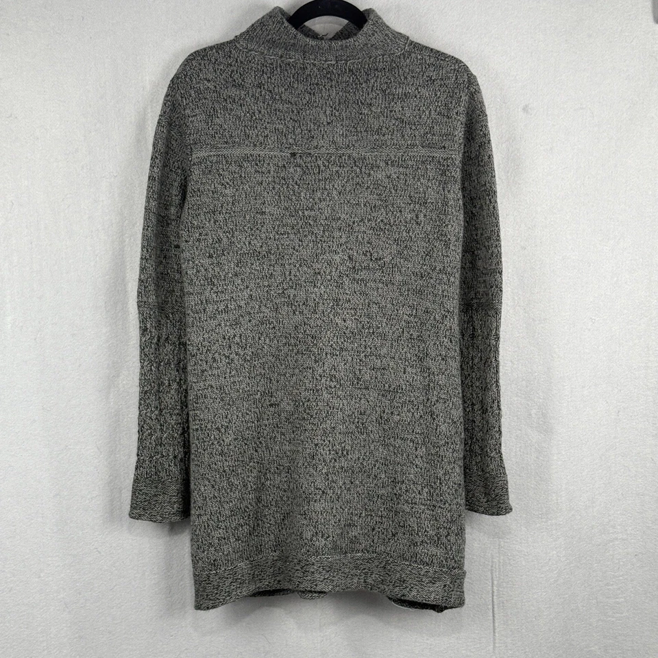 Cárdigan Suéter Long Line para Mujer XL Gris jaspeado Mezcla de Lana Botón Grande Básico Foto 3 de 4