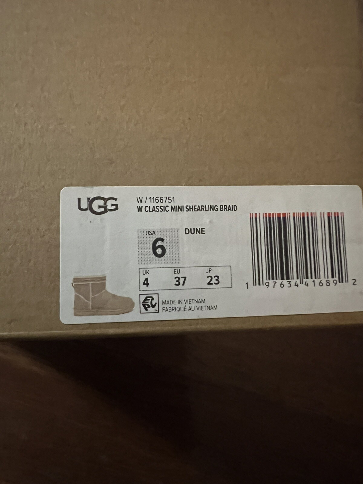 UGG Classic Mini Shearling Braid Women's Boot Color Dune Shoes Size  6 NEW image 2
