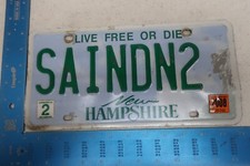 New Hampshire License Plate Tag 2008 08 NH Vanity SA Indn 2 Too SAINDN2 #1