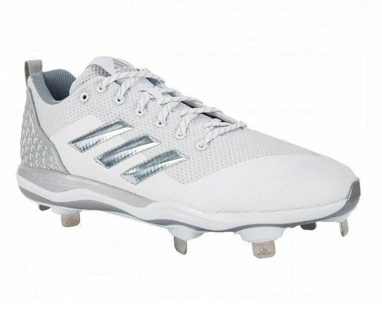 Adidas Power Alley 5 Men Low Metal Baseball Cleats White Size13.5